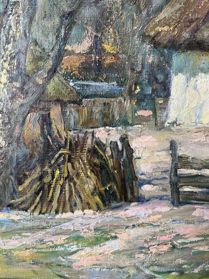 Oil painting Grandmother's yard V. Mishurovsky