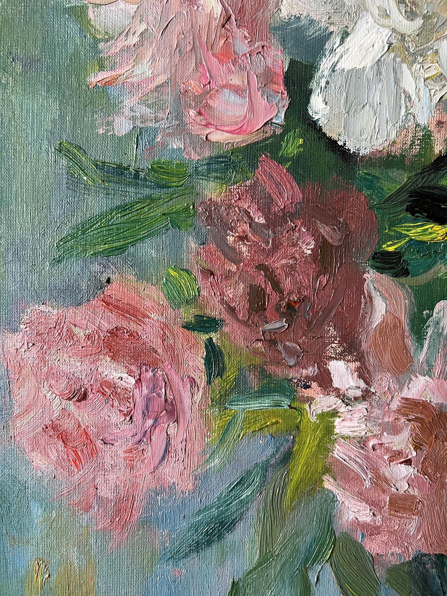 Oil painting Peonies Still life