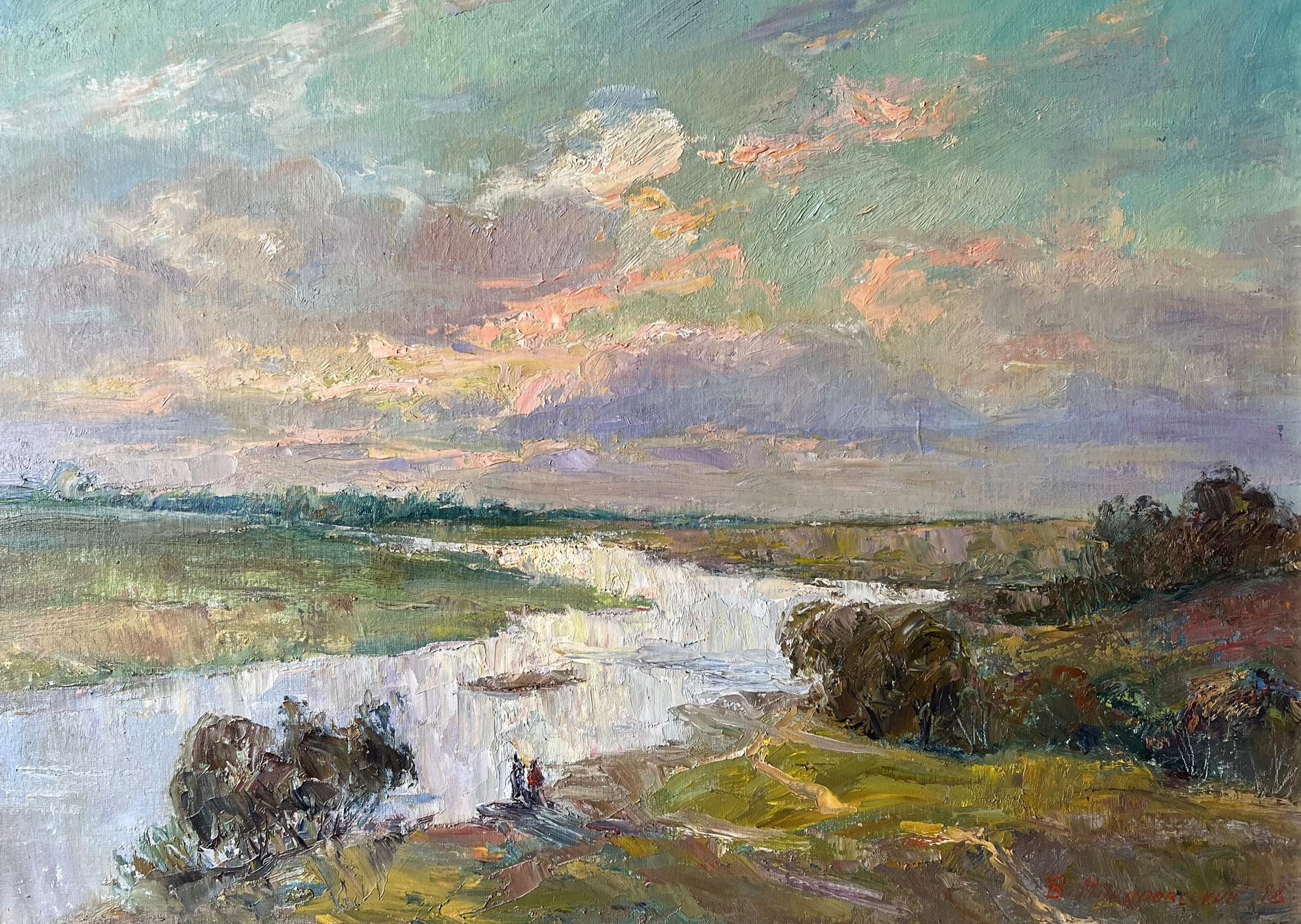 Oil painting Evening on the slopes of summer V. Mishurovsky