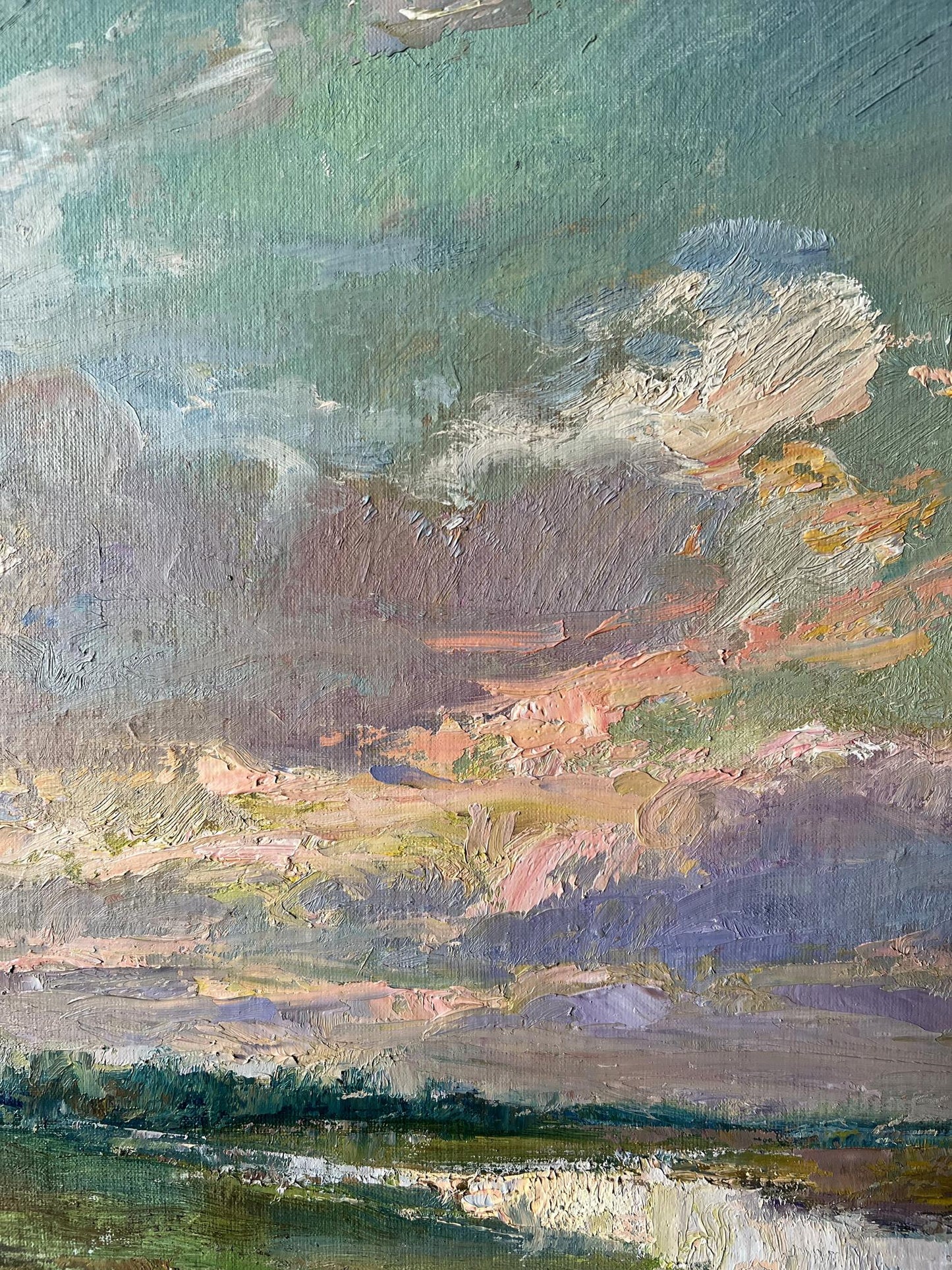 Oil painting Evening on the slopes of summer V. Mishurovsky