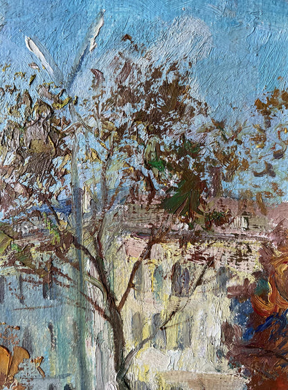 Oil painting Autumn near the theater V. Mishurovsky