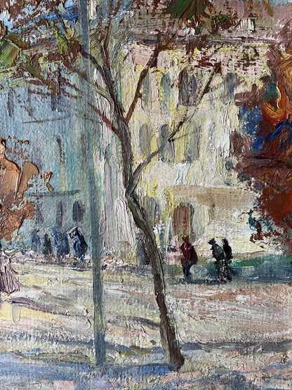 Oil painting Autumn near the theater V. Mishurovsky