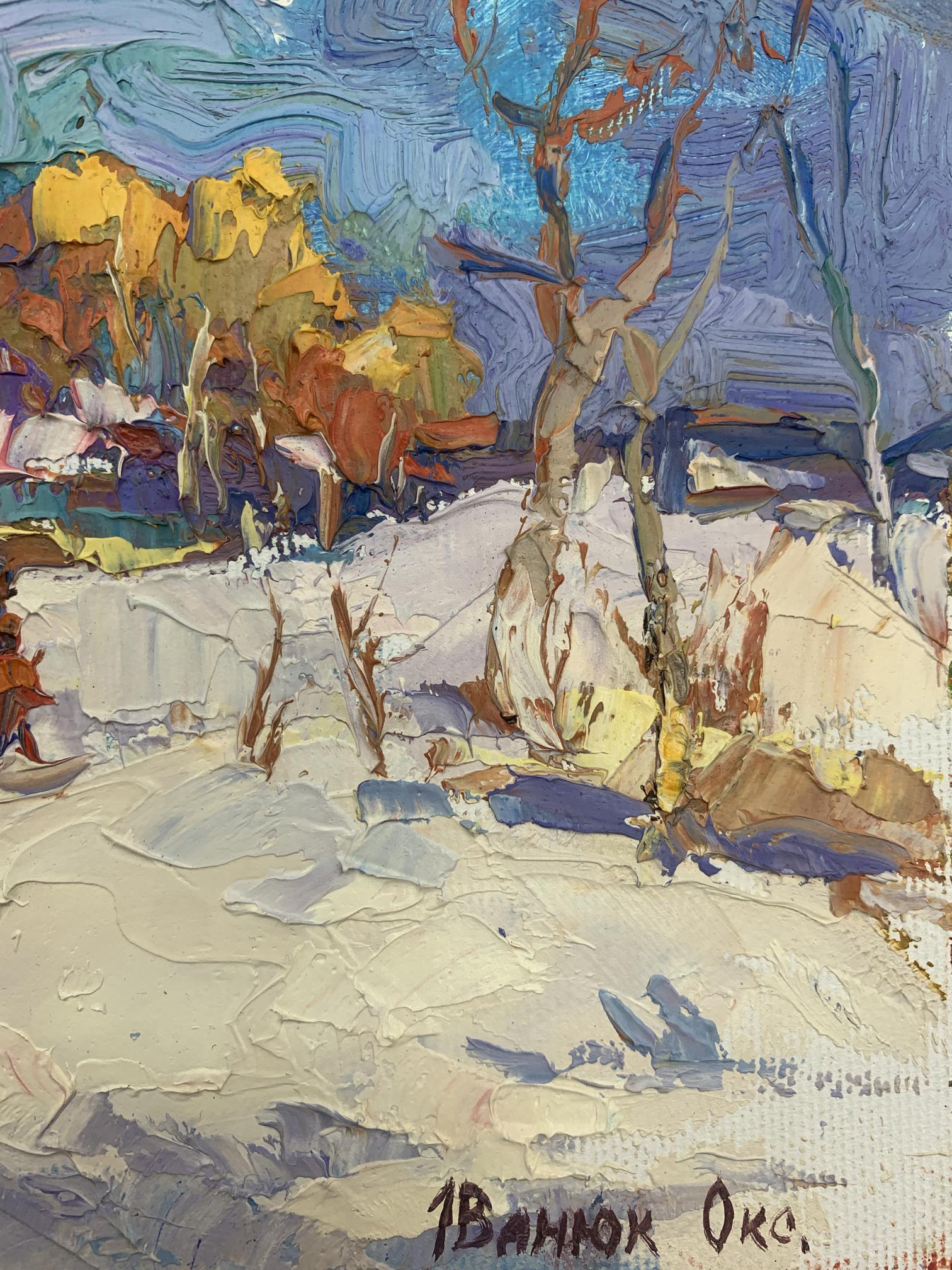 The gentle warmth of the winter sun captured by Oksana Ivanyuk in her oil painting