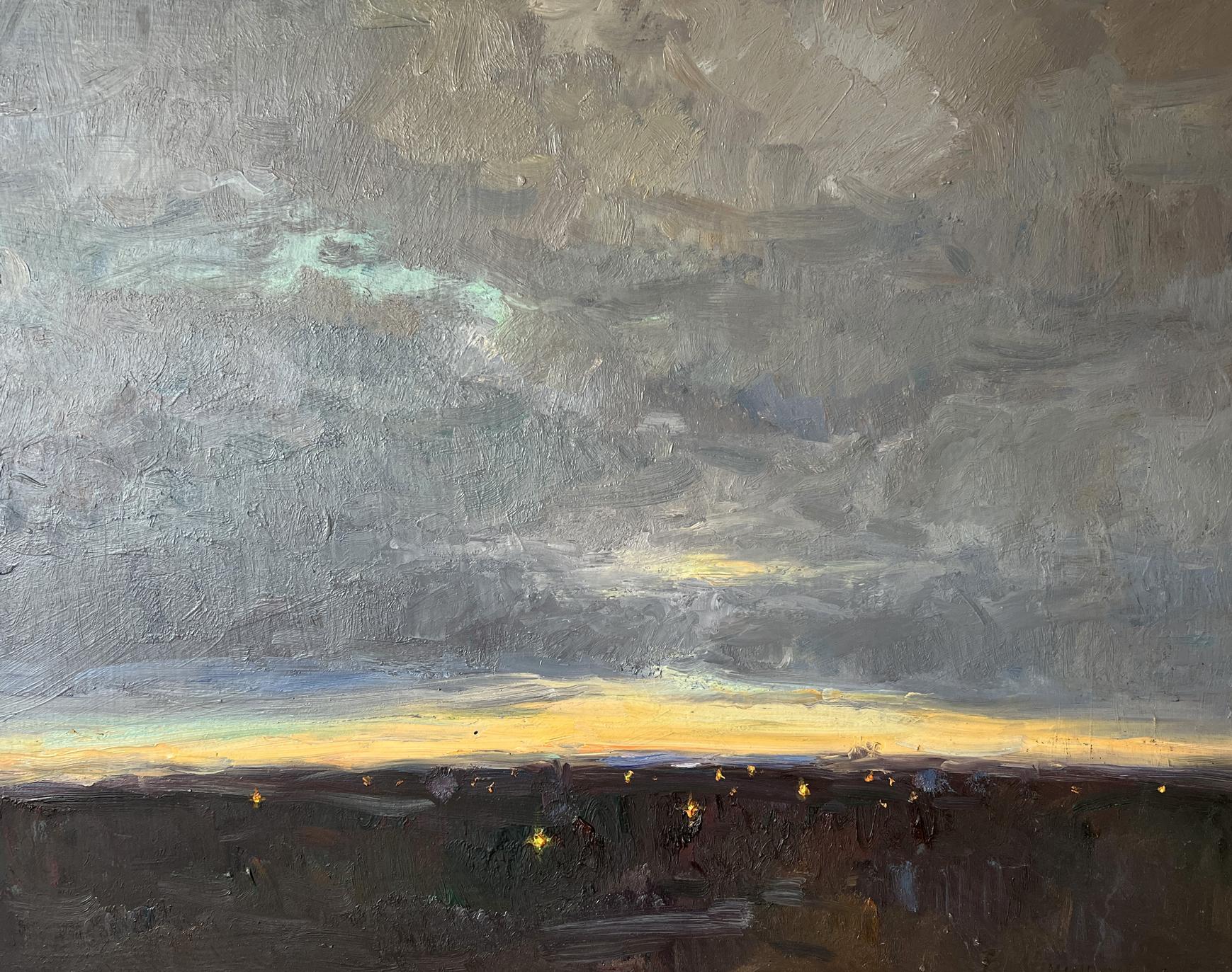 Oil painting Evening lights V. Mishurovsky