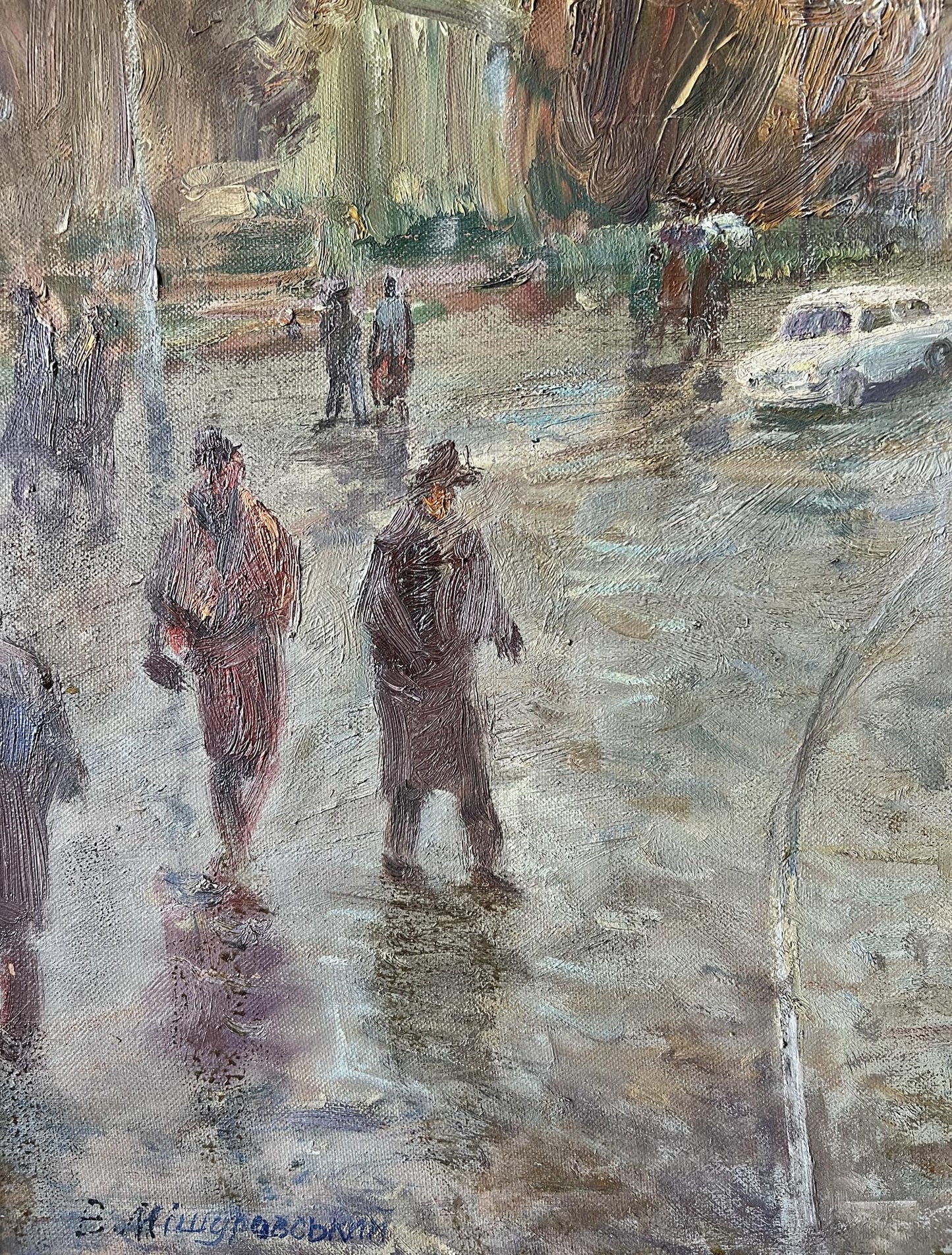 Oil painting It is raining in Lviv V. Mishurovsky