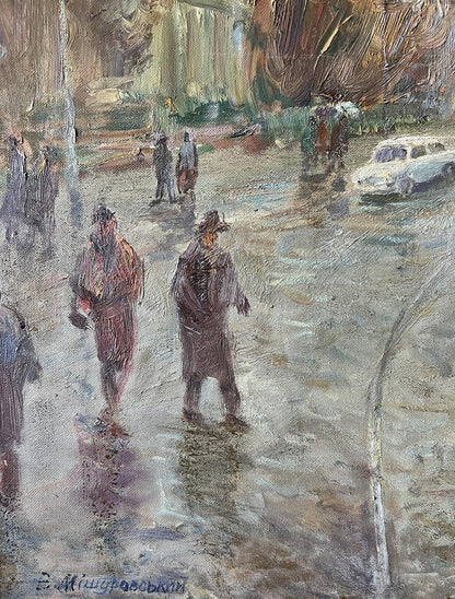 Oil painting It is raining in Lviv V. Mishurovsky