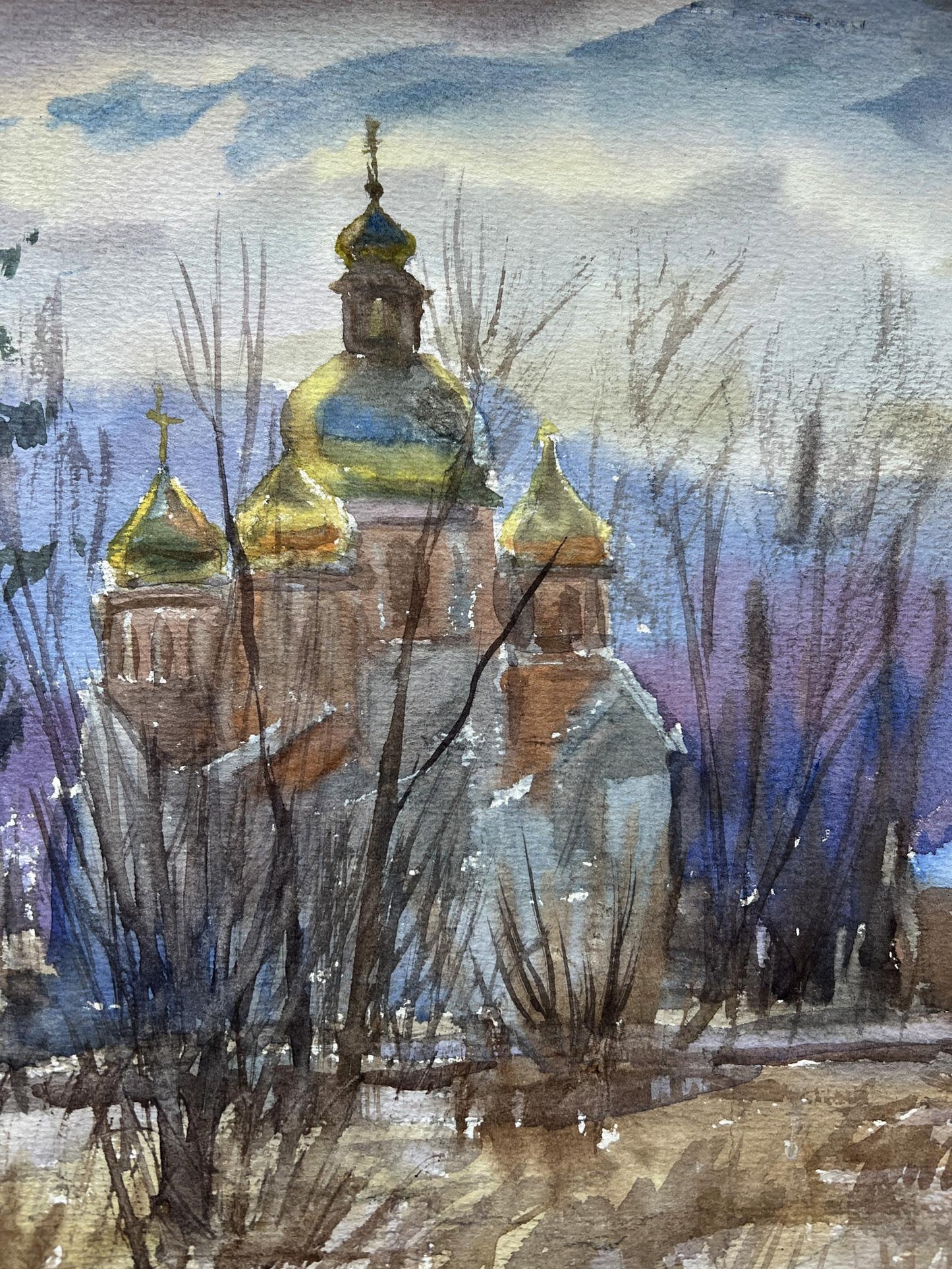 Watercolor painting Church in Yaremche V. Mishurovsky