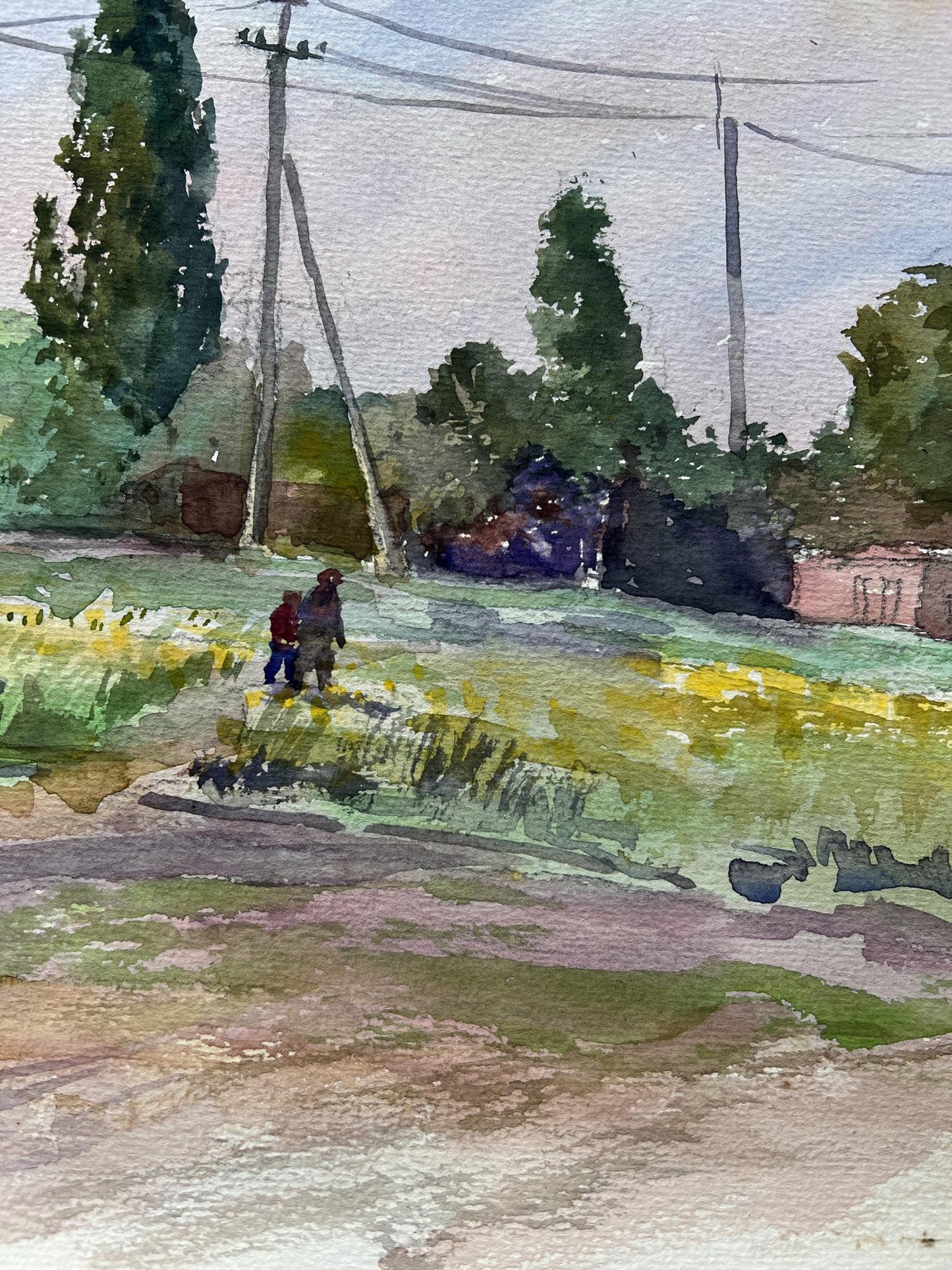Watercolor painting Urban bustle V. Mishurovsky