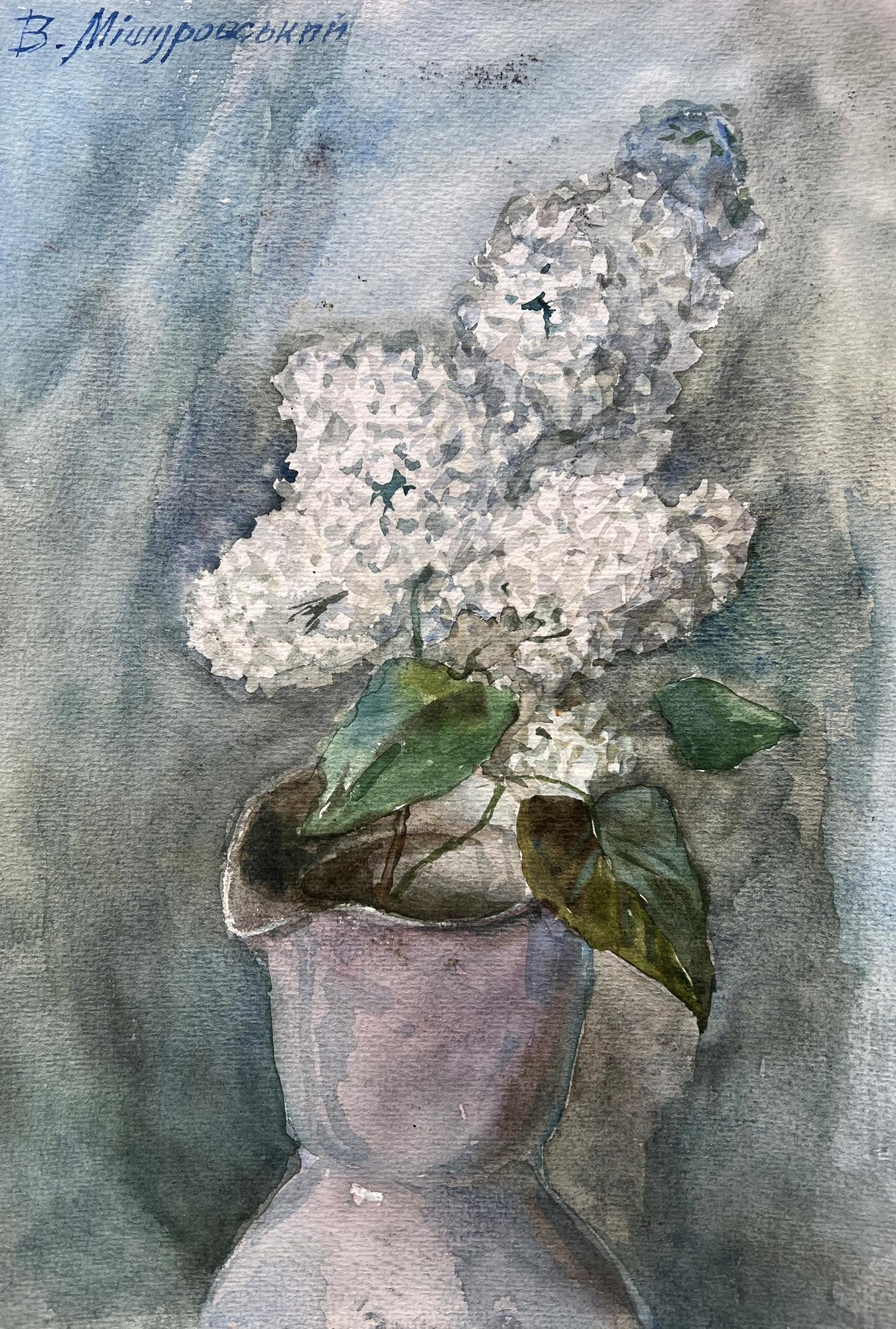 Watercolor painting White lilac V. Mishurovsky