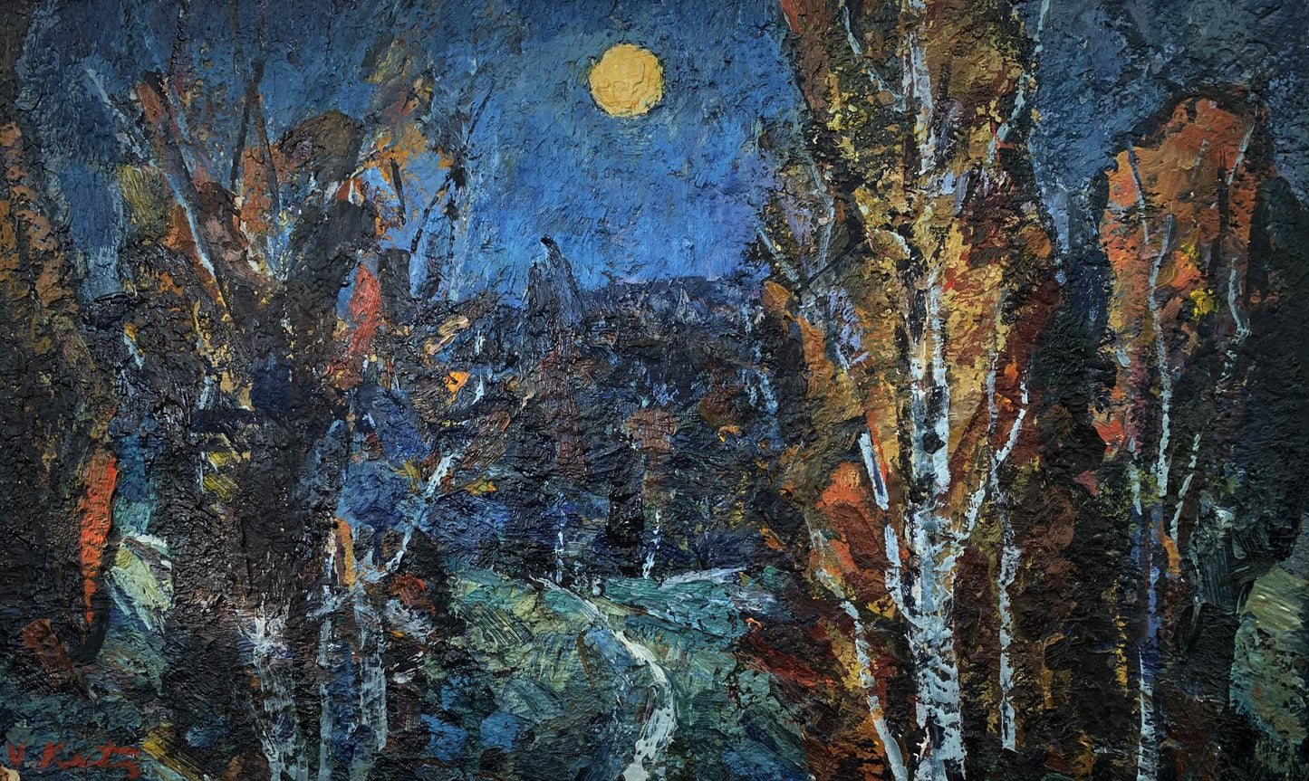 Oil painting Evening with the moon Valentin Kuts