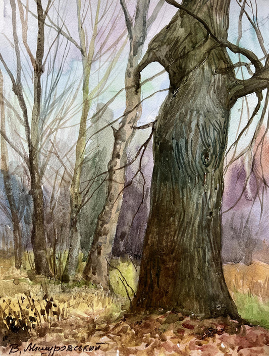 Watercolor painting The moment in the tree V. Mishurovsky