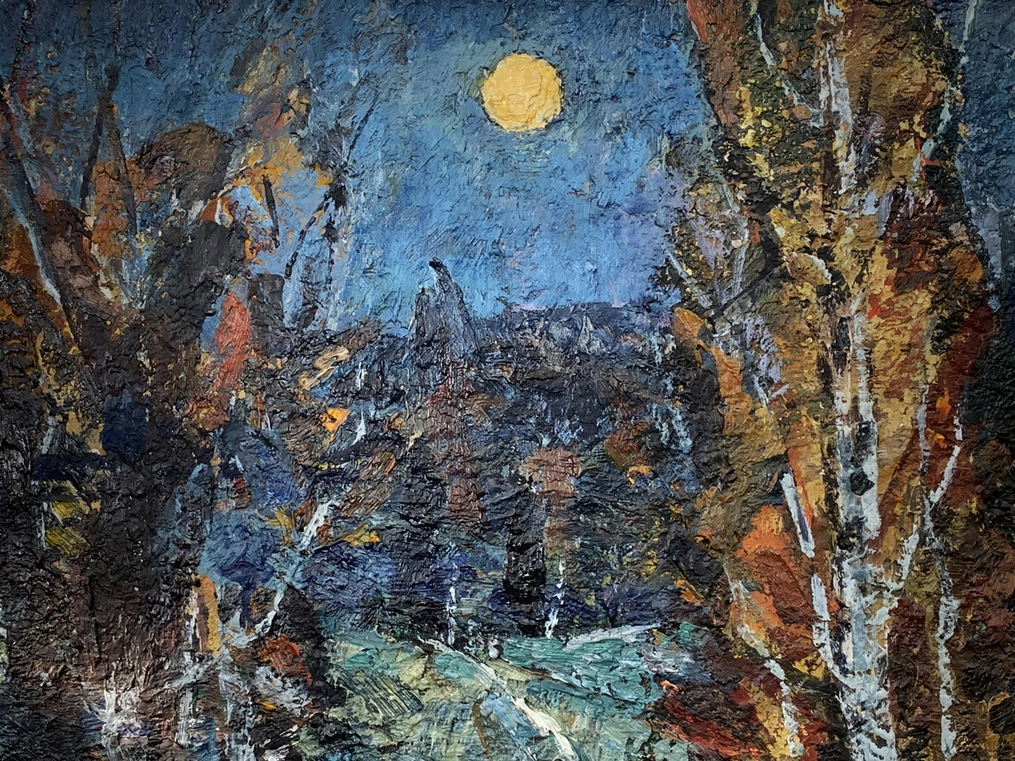 Oil painting Evening with the moon Valentin Kuts