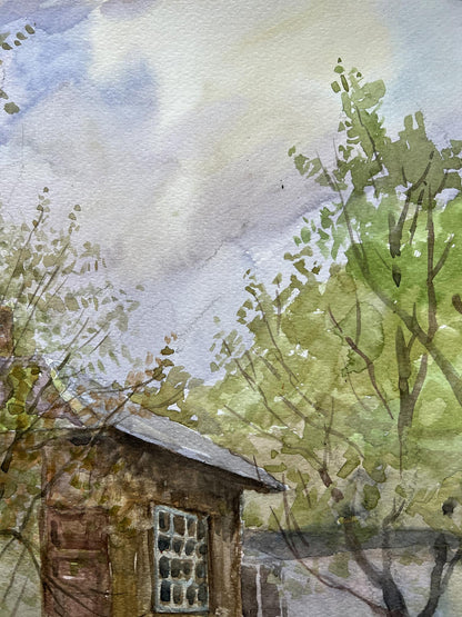 Watercolor painting Spring in the yard V. Mishurovsky