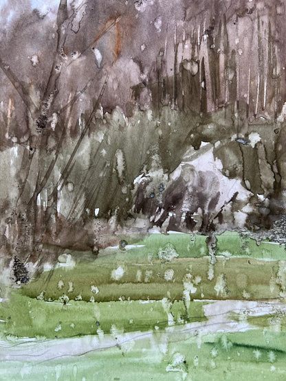 Watercolor painting It was raining above V. Mishurovsky