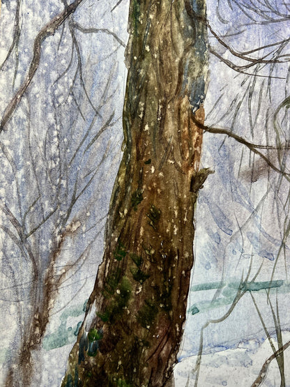Watercolor painting It was snowing quietly V. Mishurovsky