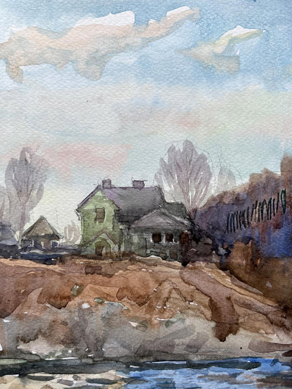Watercolor painting Winter rod V. Mishurovsky