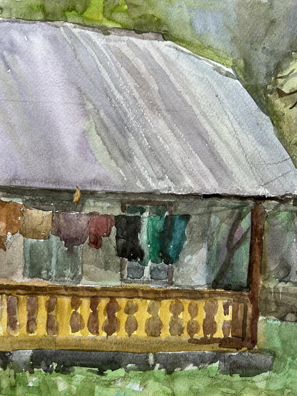 Watercolor painting Owner's yard V. Mishurovsky