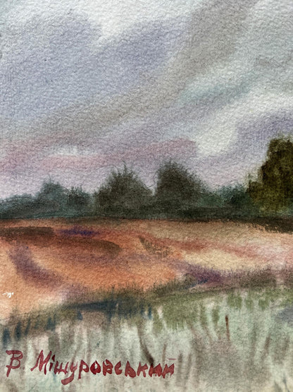 Watercolor painting Before the rain V. Mishurovsky