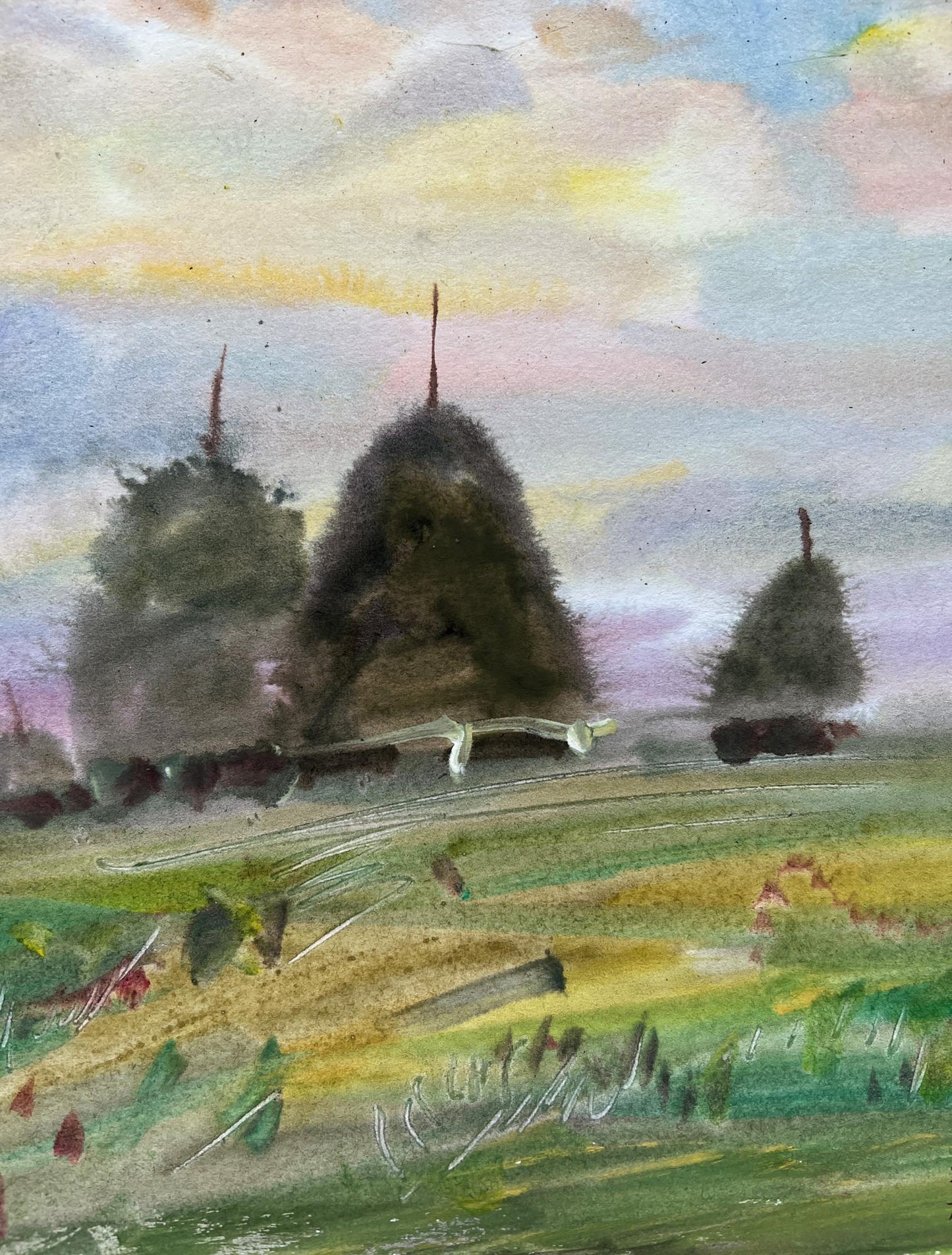 Gouache painting Evening on the levada V. Mishurovsky