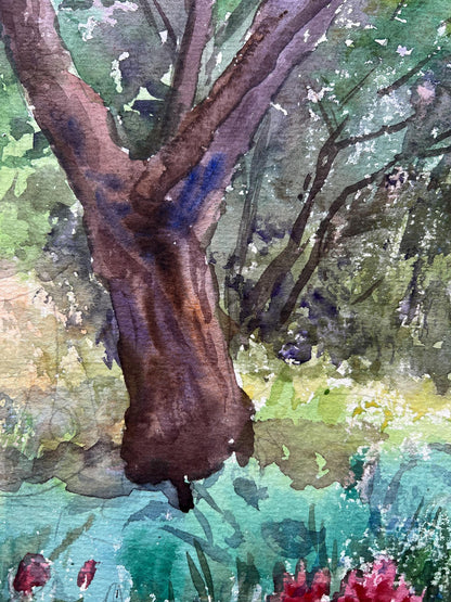 Watercolor painting Spring in the yard V. Mishurovsky