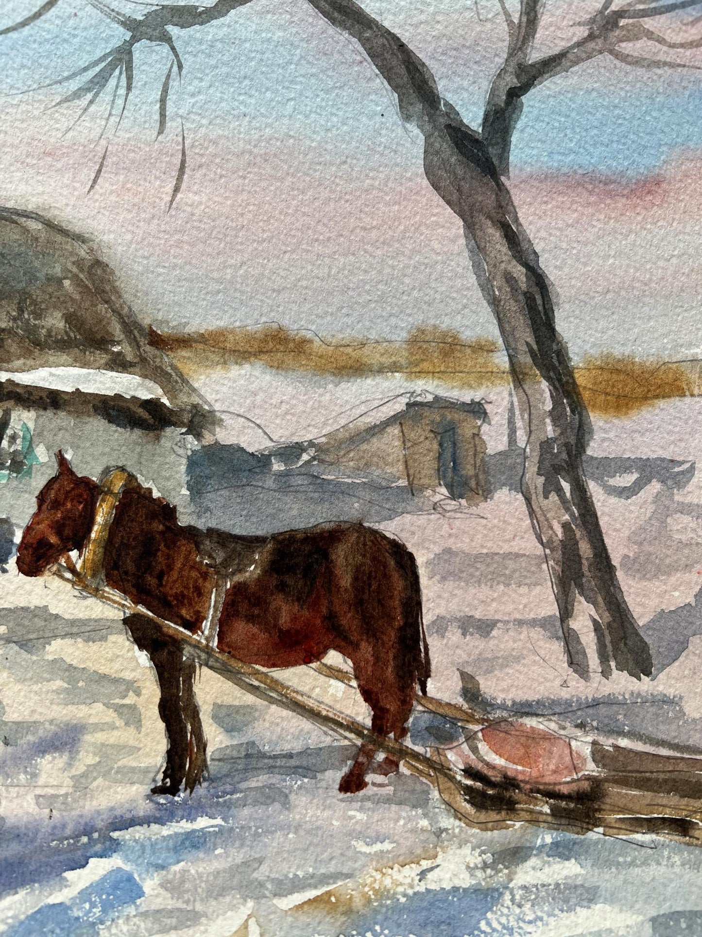 Watercolor painting Sunny morning V. Mishurovsky