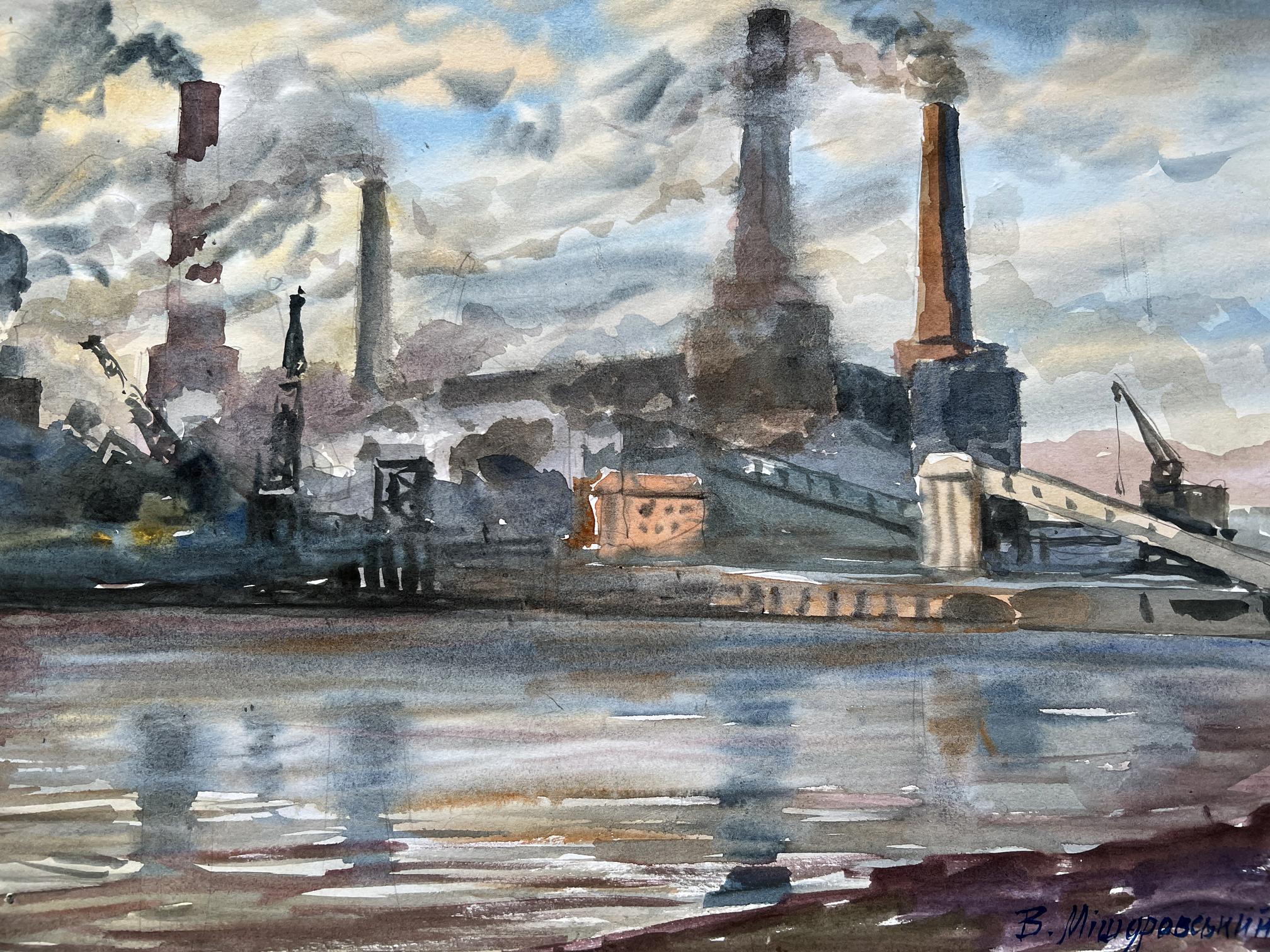 Gouache painting Industrial landscape V. Mishurovsky