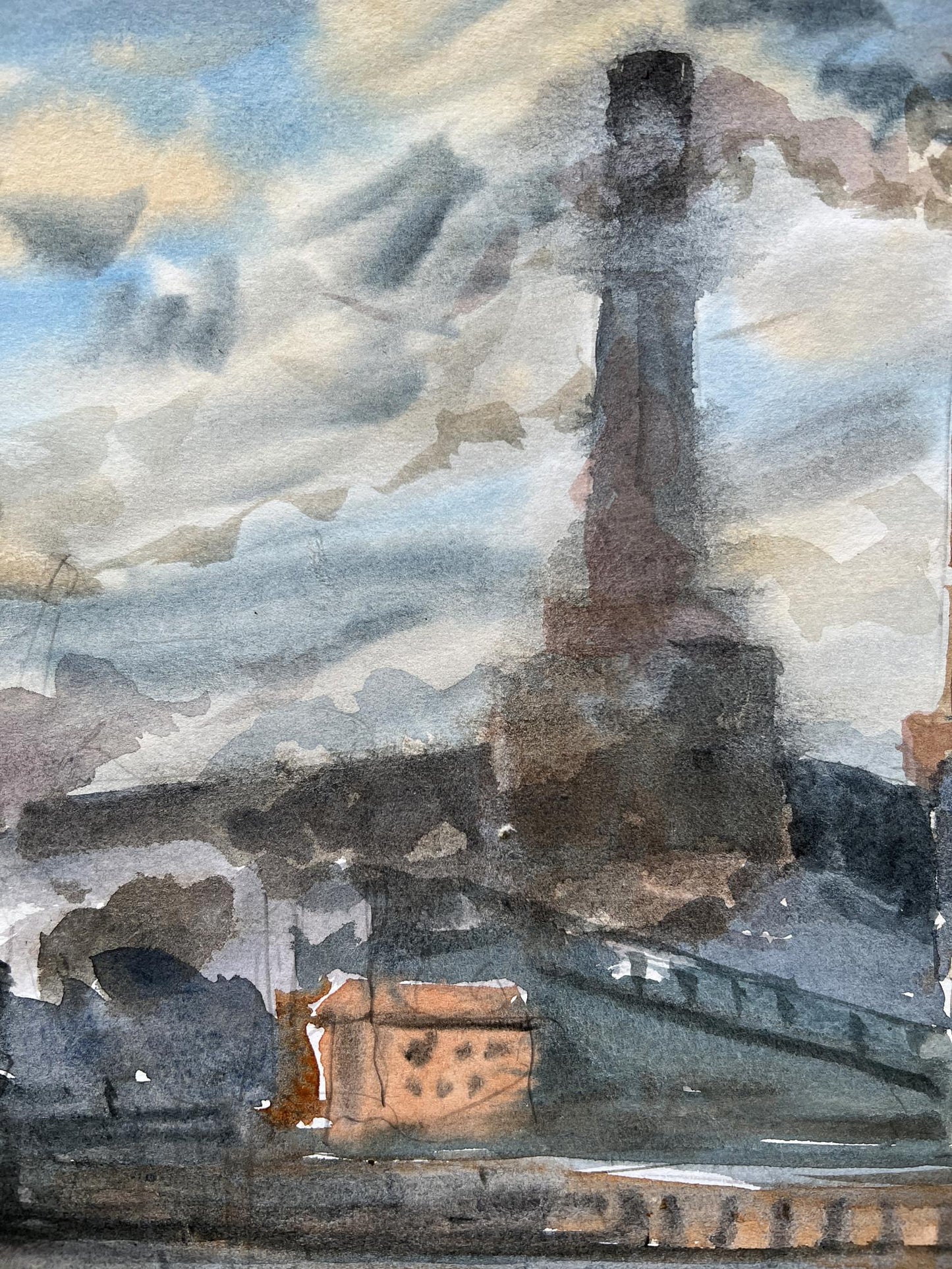 Gouache painting Industrial landscape V. Mishurovsky