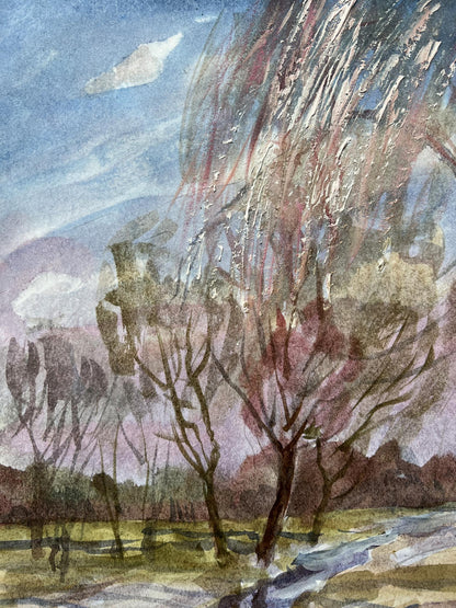 Watercolor painting Blooming spring V. Mishurovsky