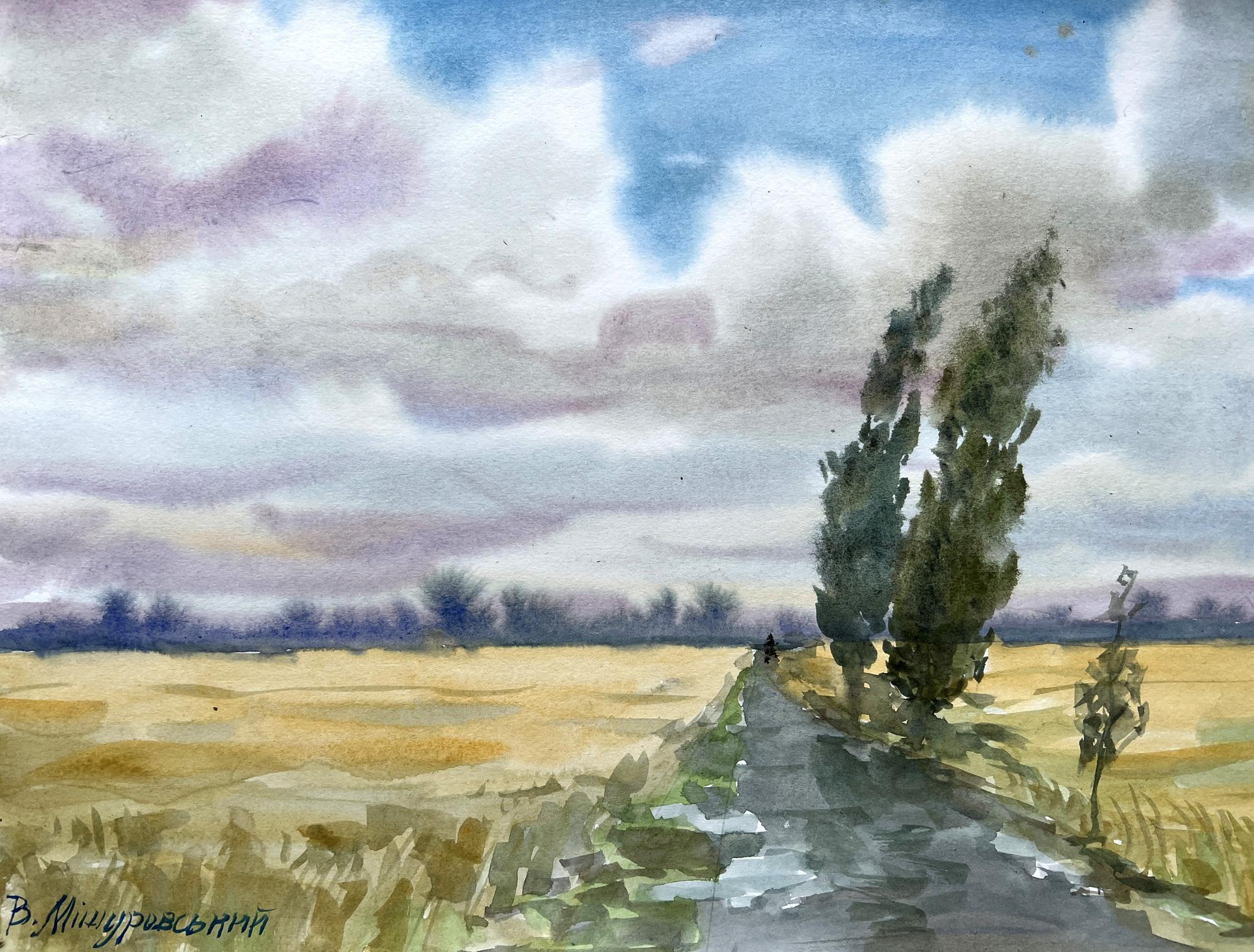 Watercolor painting Windy day in summer V. Mishurovsky