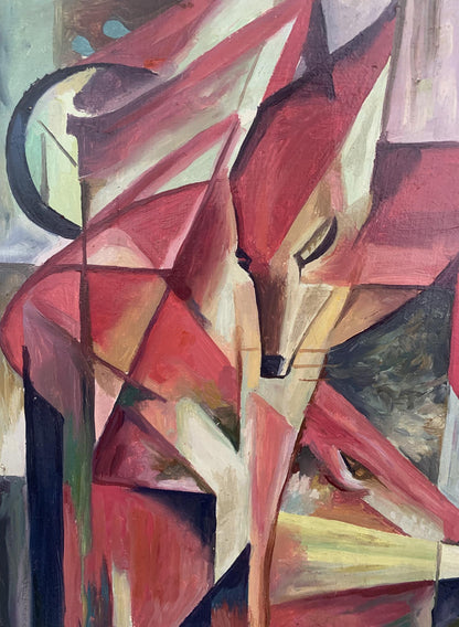 Abstract oil painting Two foxes V. Konotopsky