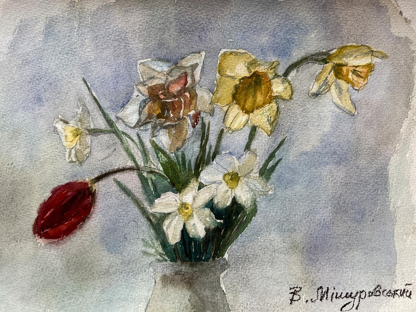 Watercolor painting Spring bouquet V. Mishurovsky