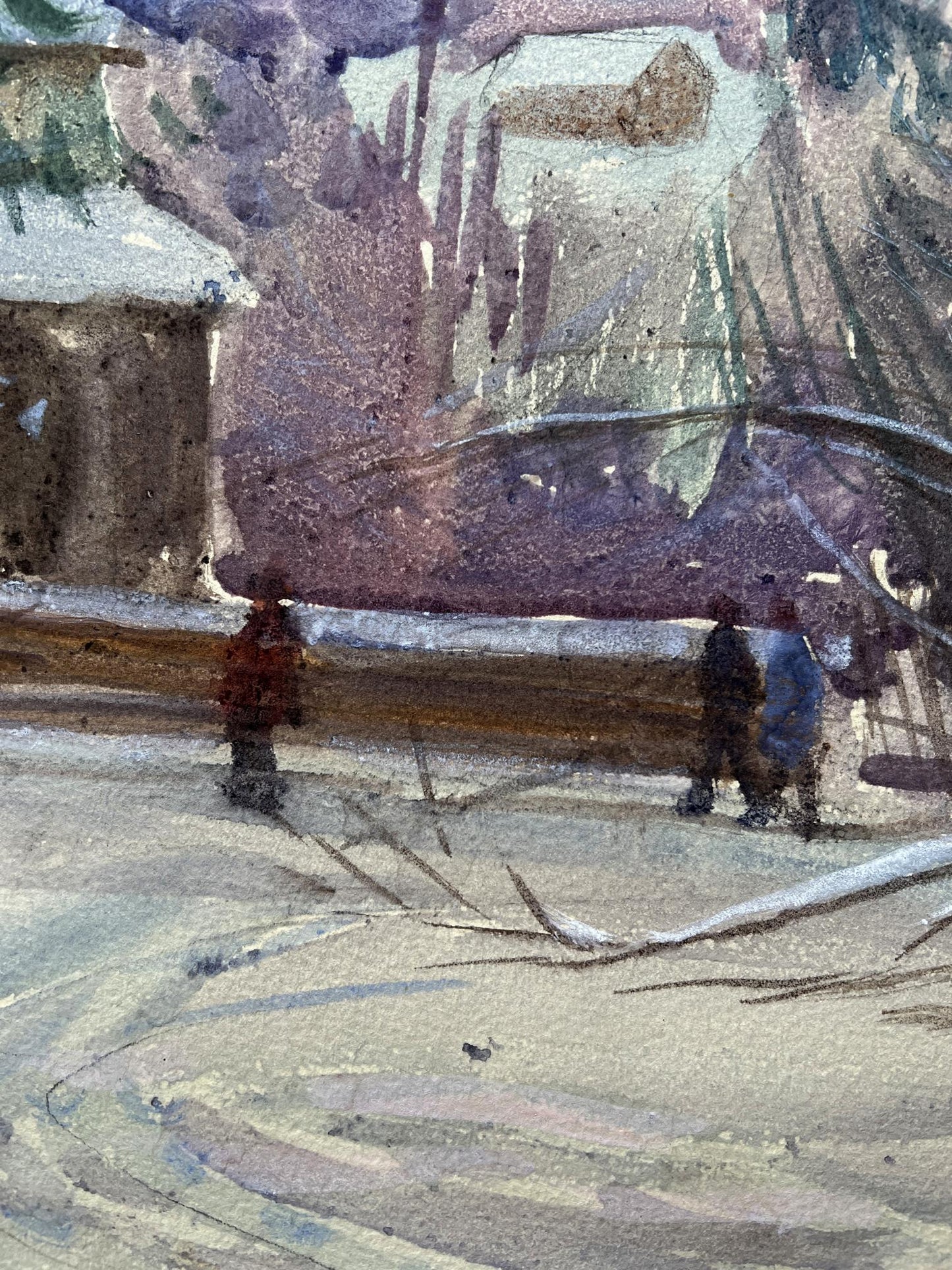 Watercolor painting In the cold V. Mishurovsky