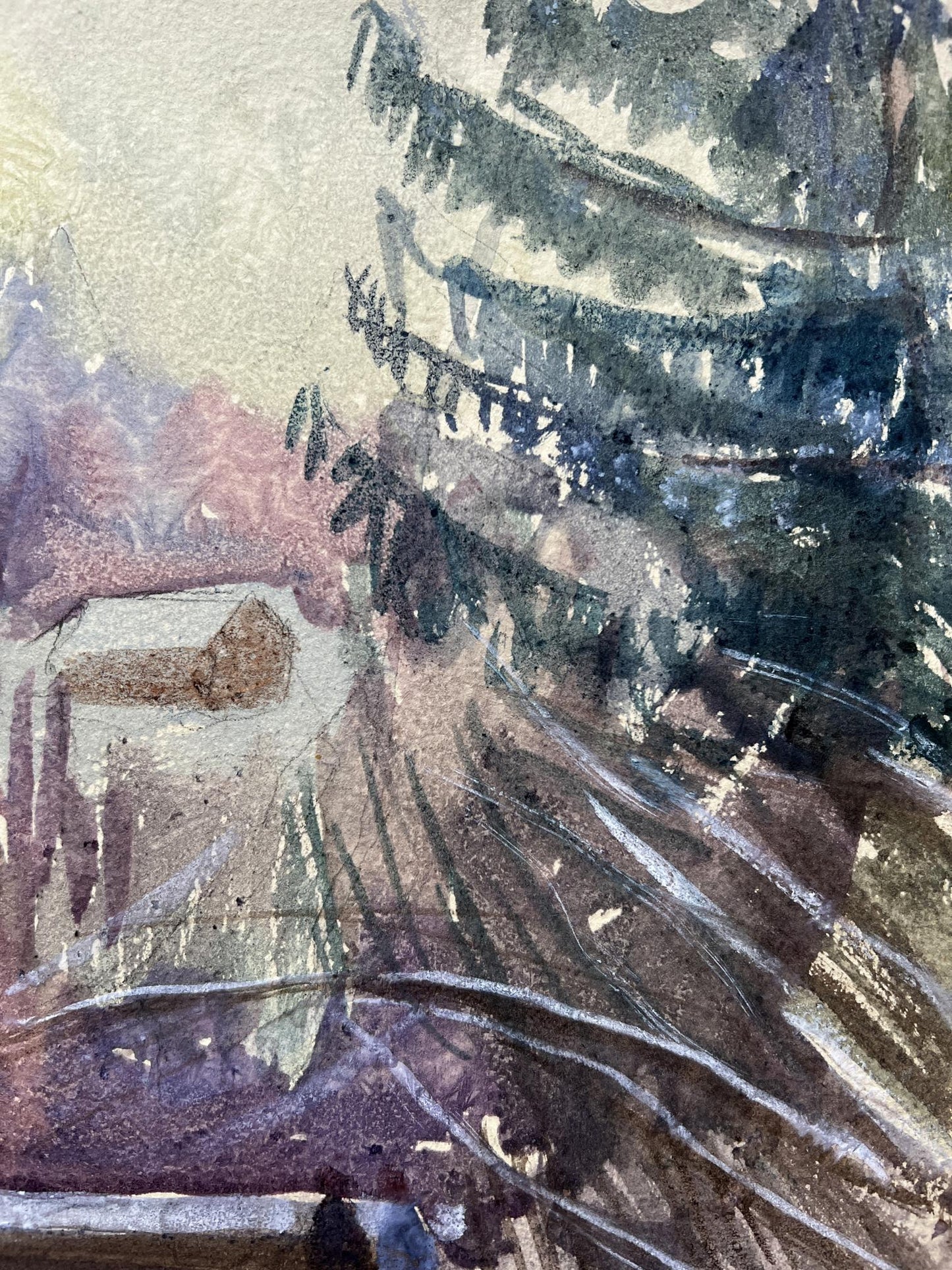 Watercolor painting In the cold V. Mishurovsky