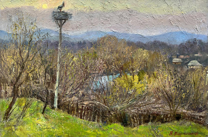 Oil painting April morning V. Mishurovsky
