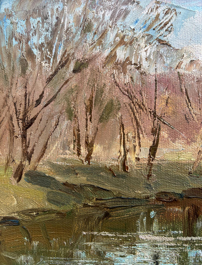 Oil painting April river