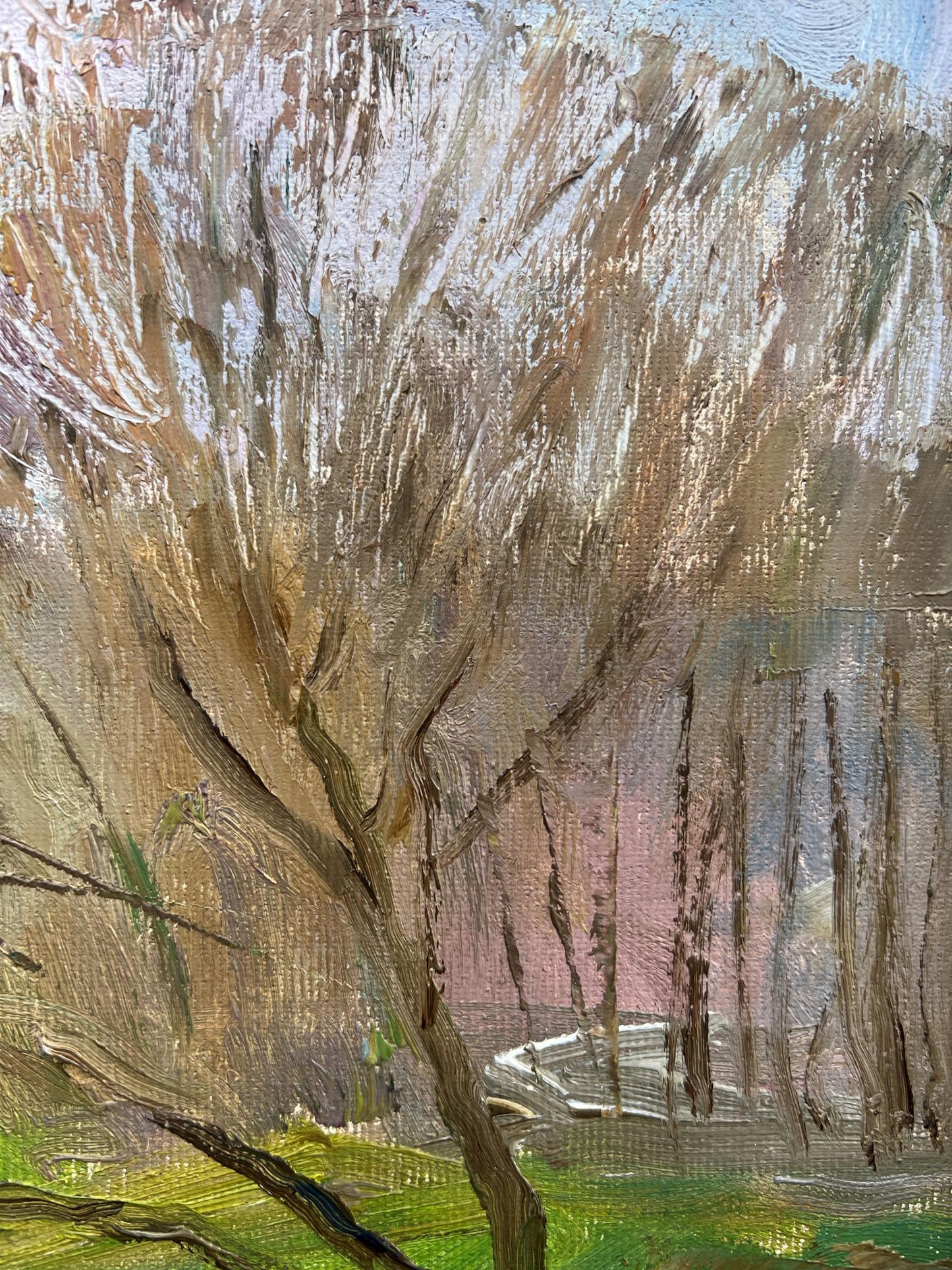 Oil painting April on the river V. Mishurovsky