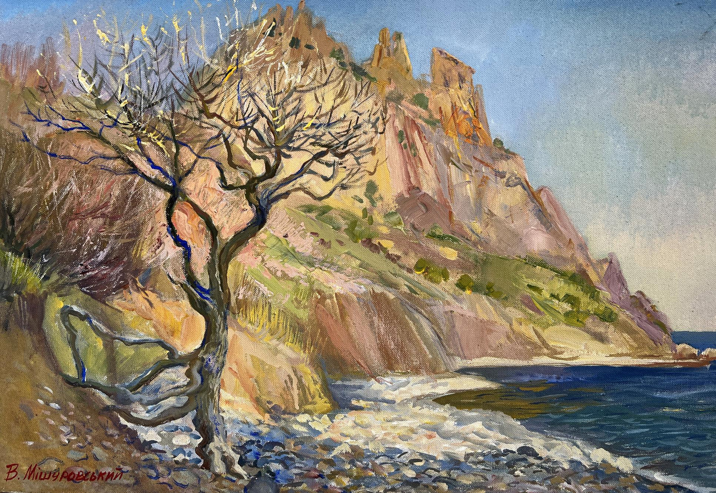 Oil painting View of the rocky coast V. Mishurovsky