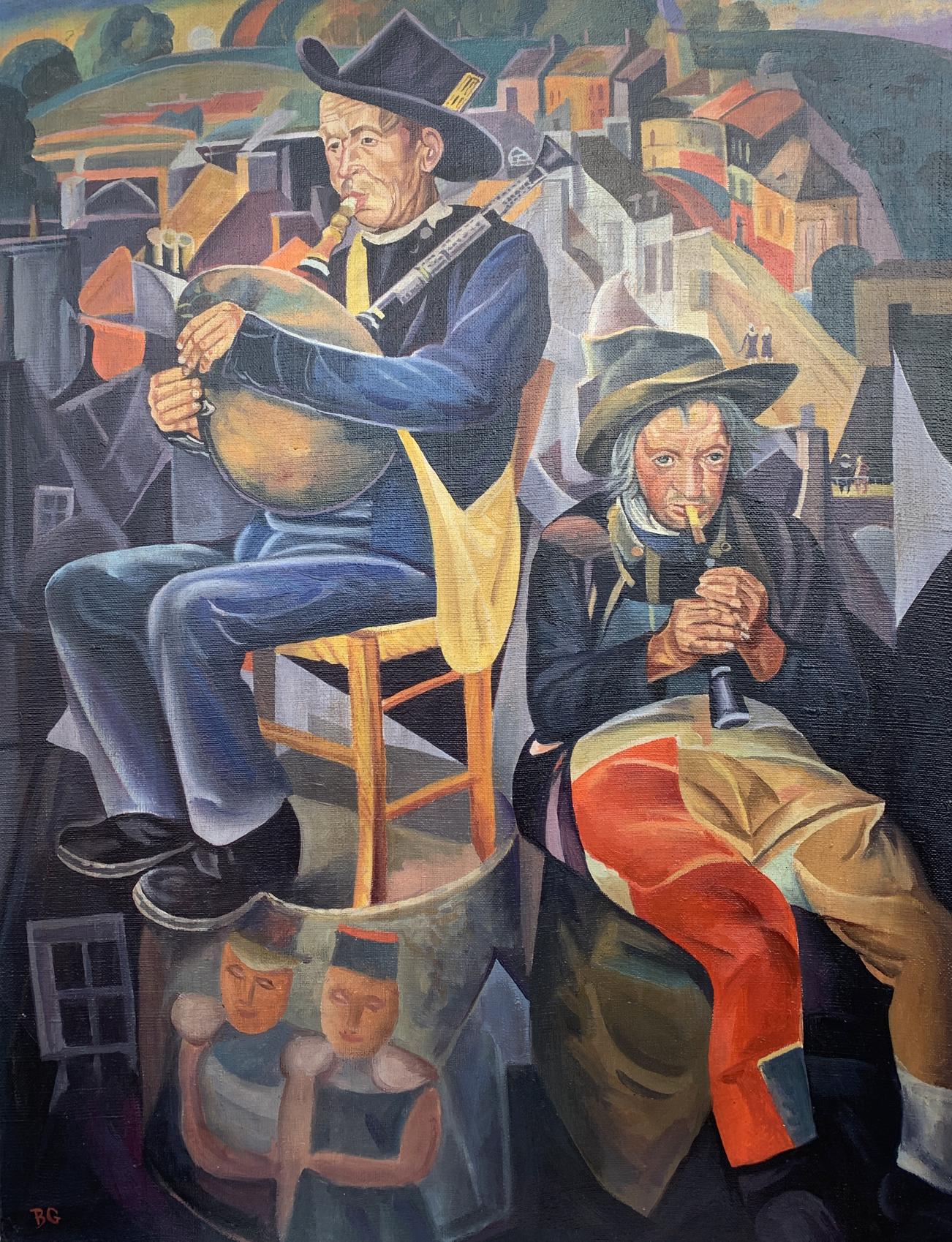 Abstract oil painting Street musicians Victor Konotopsky