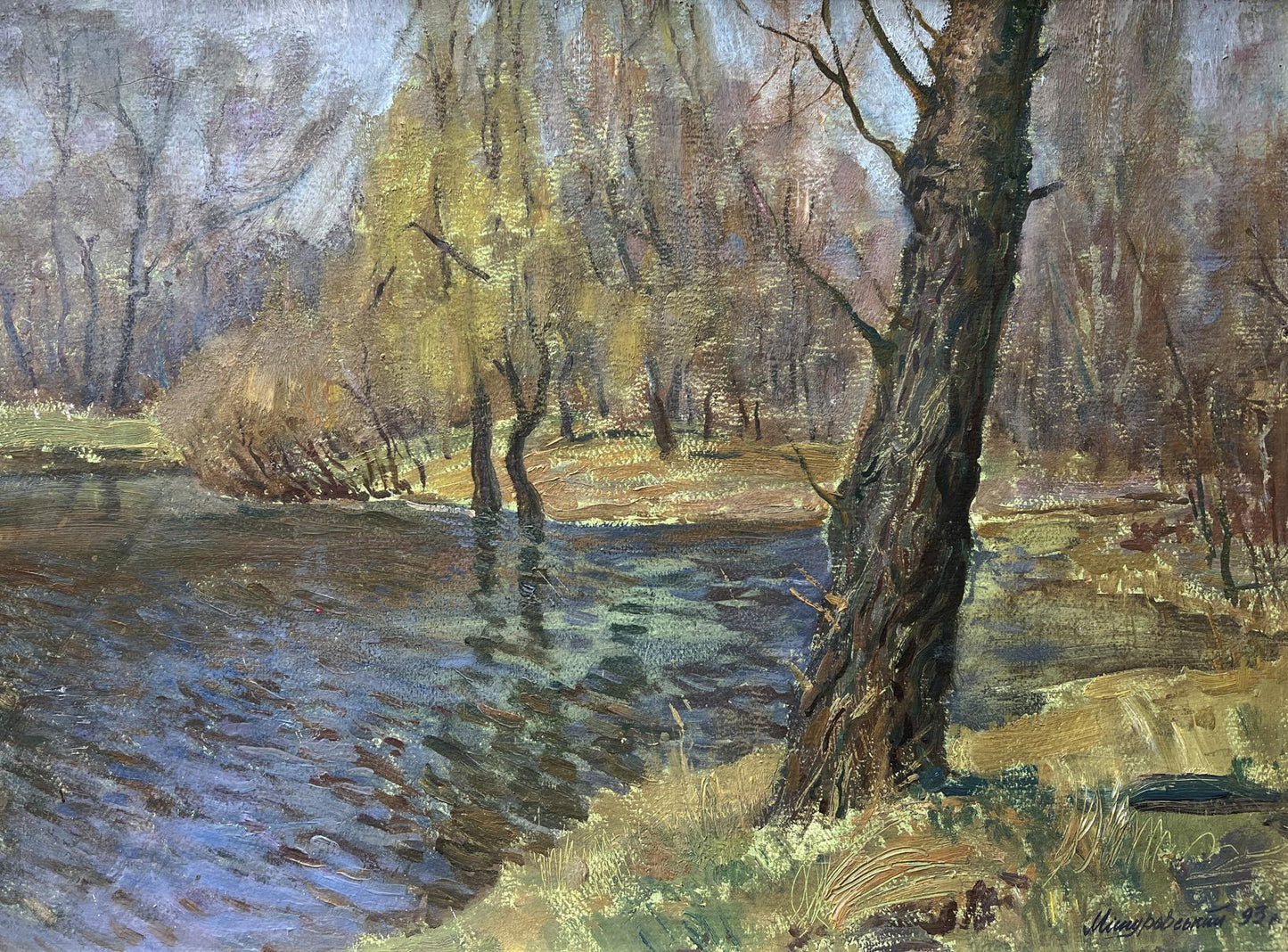 Oil painting Spring in the hydropark V. Mishurovsky