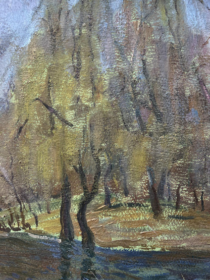 Oil painting Spring in the hydropark V. Mishurovsky