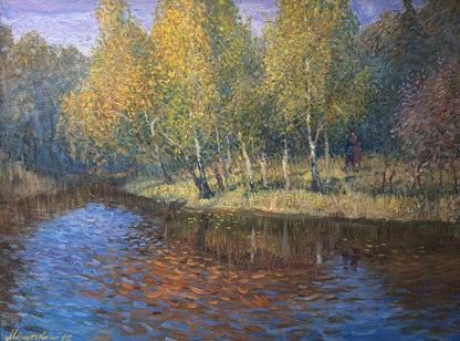 Oil painting Autumn warm time V. Mishurovsky
