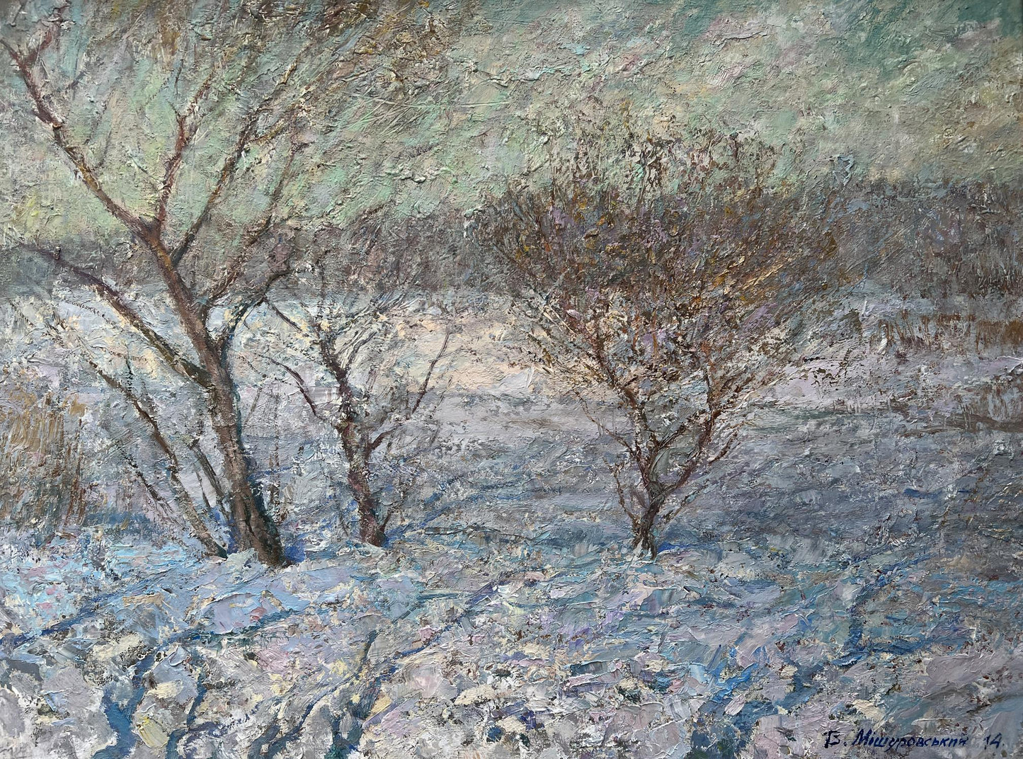 Oil painting Winter morning V. Mishurovsky