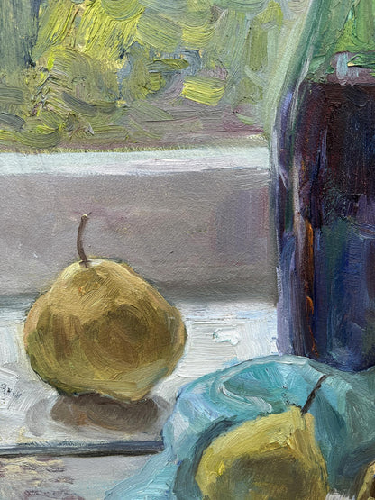 Oil painting Wine fruit Still life