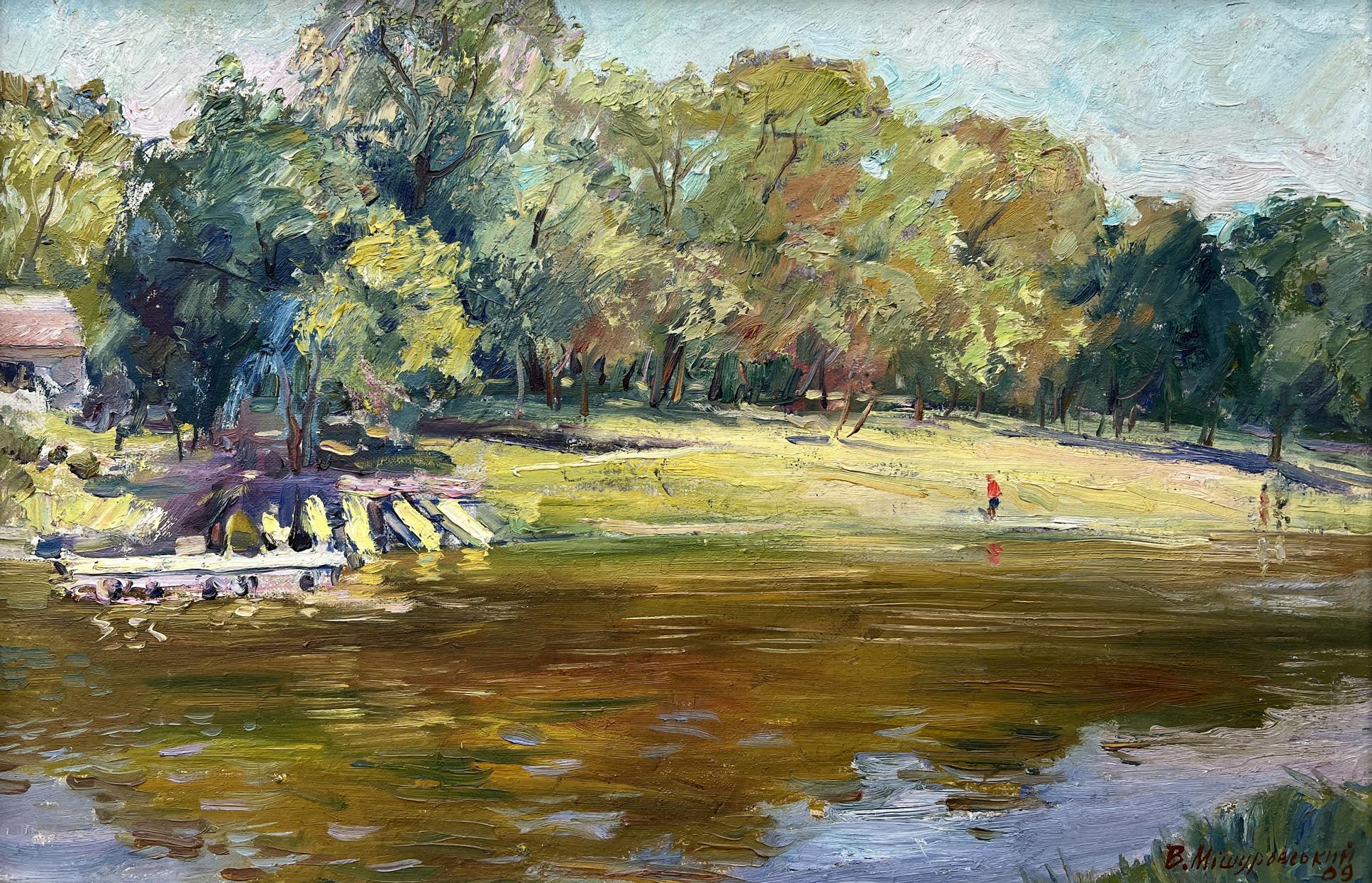 Oil painting In the summer park V. Mishurovsky