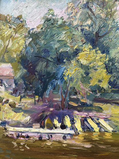 Oil painting In the summer park V. Mishurovsky