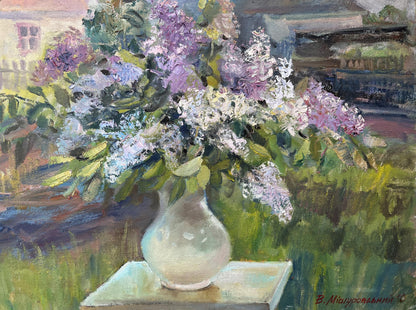 Oil painting Lilac in the yard V. Mishurovsky