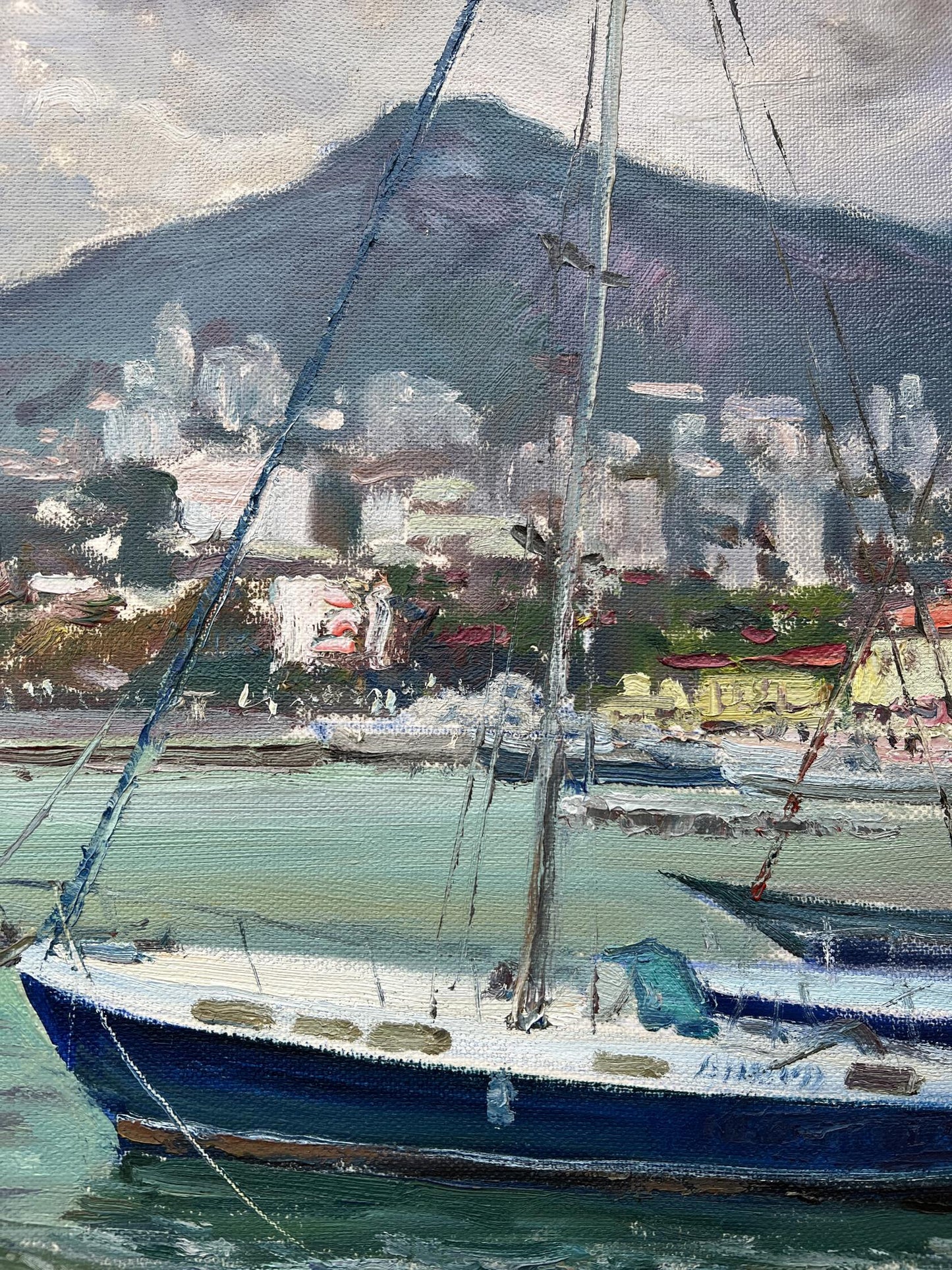 Oil painting City port V. Mishurovsky