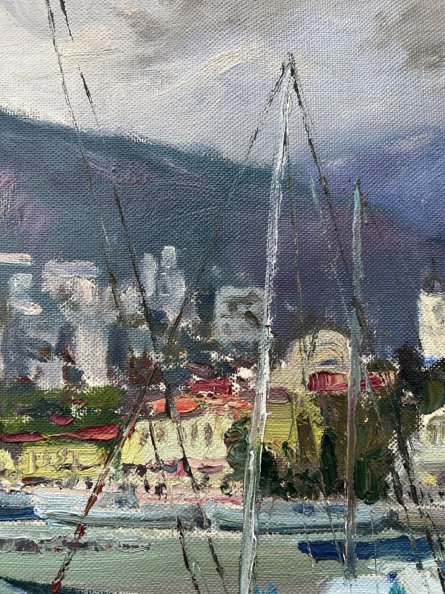 Oil painting City port V. Mishurovsky