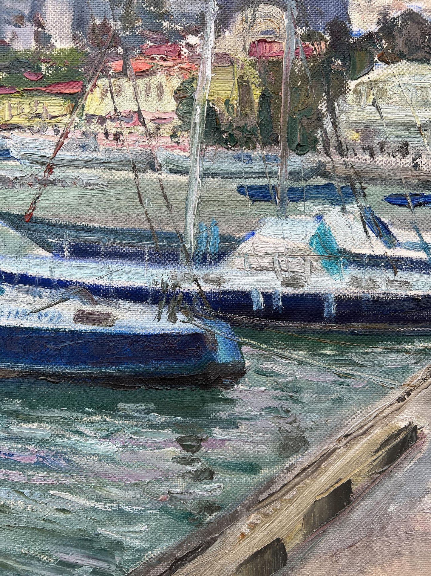 Oil painting City port V. Mishurovsky