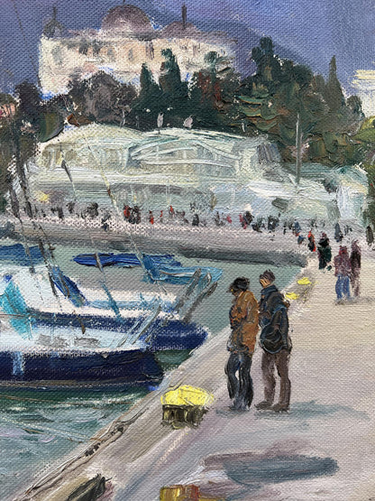 Oil painting City port V. Mishurovsky